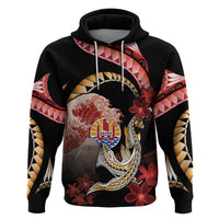 Personalised French Polynesia Victory Day Hoodie Polynesian Pattern Plumeria LT05 Pullover Hoodie Black - Polynesian Pride