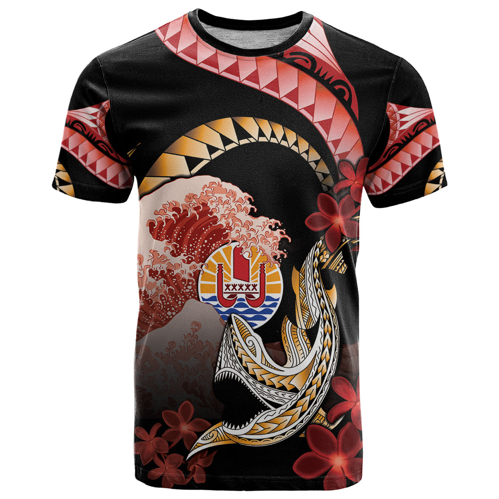 Personalised French Polynesia Victory Day T Shirt Polynesian Pattern Plumeria LT05 Black - Polynesian Pride