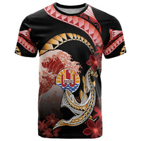 Personalised French Polynesia Victory Day T Shirt Polynesian Pattern Plumeria LT05 Black - Polynesian Pride