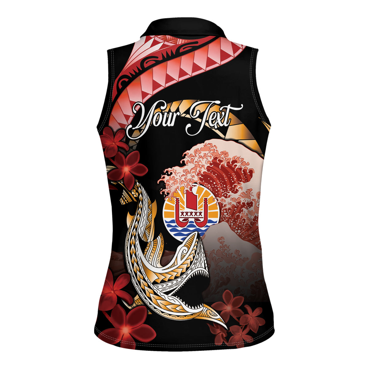Personalised French Polynesia Victory Day Women Sleeveless Polo Shirt Polynesian Pattern Plumeria LT05 - Polynesian Pride
