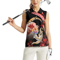 Personalised French Polynesia Victory Day Women Sleeveless Polo Shirt Polynesian Pattern Plumeria LT05 - Polynesian Pride