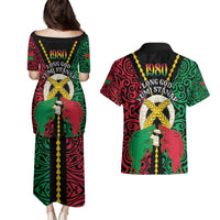 Vanuatu 45th Independence Day Couples Matching Puletasi and Hawaiian Shirt Long God Yumi Stanap Wild Boar LT05