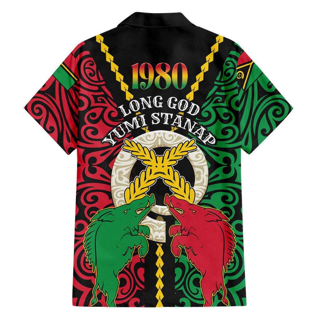 Vanuatu 46th Independence Day Family Matching Long Sleeve Bodycon Dress and Hawaiian Shirt Long God Yumi Stanap Wild Boar LT05 - Polynesian Pride