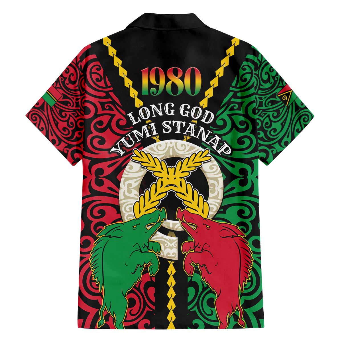 Vanuatu 45th Independence Day Family Matching Off The Shoulder Long Sleeve Dress and Hawaiian Shirt Long God Yumi Stanap Wild Boar LT05