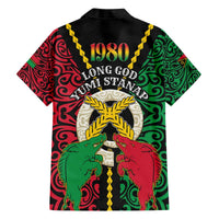 Vanuatu 45th Independence Day Family Matching Off The Shoulder Long Sleeve Dress and Hawaiian Shirt Long God Yumi Stanap Wild Boar LT05