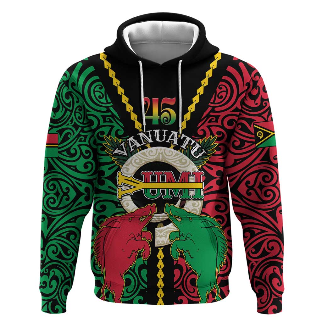 Vanuatu 45th Independence Day Hoodie Long God Yumi Stanap Wild Boar LT05