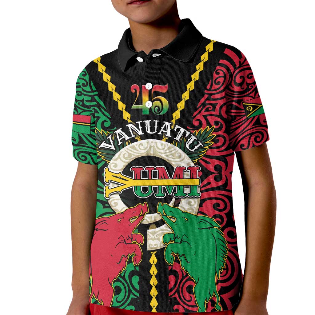 Vanuatu 45th Independence Day Kid Polo Shirt Long God Yumi Stanap Wild Boar LT05