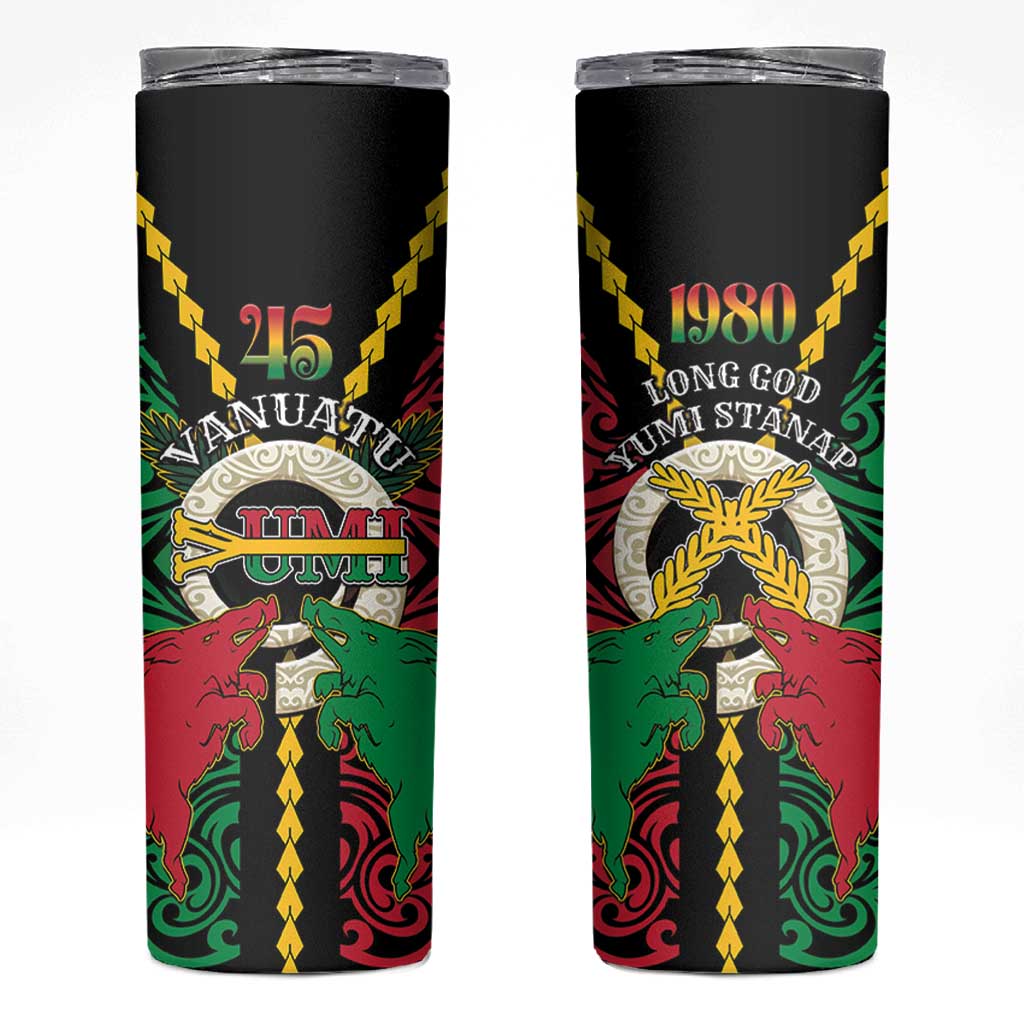 Vanuatu 45th Independence Day Skinny Tumbler Long God Yumi Stanap Wild Boar LT05
