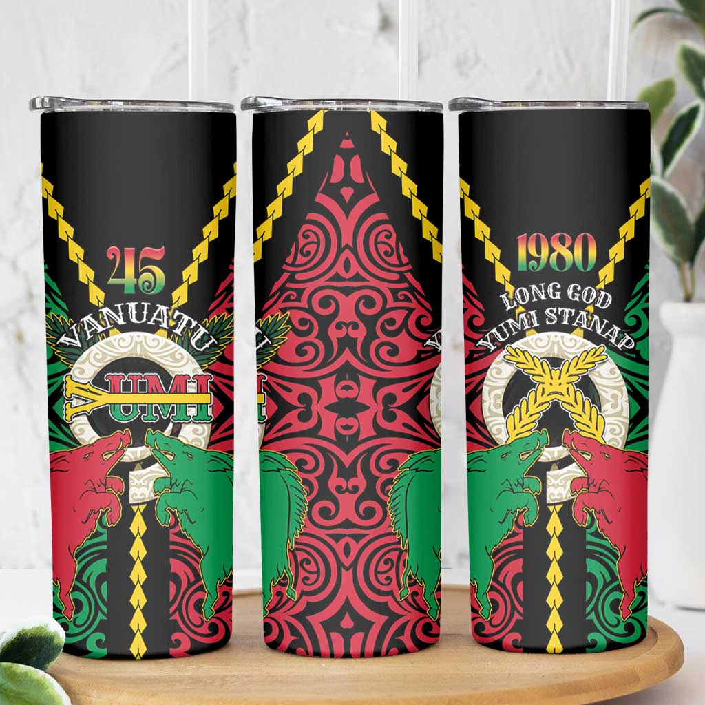 Vanuatu 45th Independence Day Skinny Tumbler Long God Yumi Stanap Wild Boar LT05