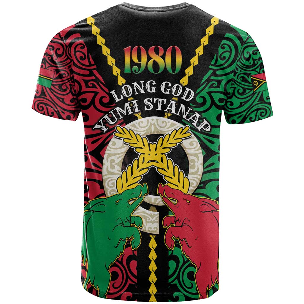 Vanuatu 45th Independence Day T Shirt Long God Yumi Stanap Wild Boar LT05