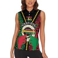 Vanuatu 45th Independence Day Women Sleeveless Polo Shirt Long God Yumi Stanap Wild Boar LT05