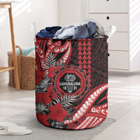 Hawaii Lahainaluna High School Laundry Basket Tribal Tattoo With Hibiscus Flowers LT05 Red - Polynesian Pride
