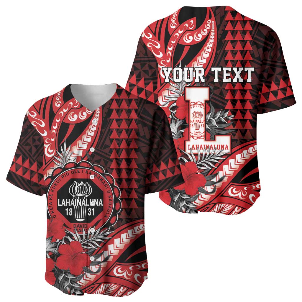 Personalized Hawaii Lahainaluna High School Baseball Jersey Tribal Tattoo With Hibiscus Flowers LT05 - Polynesian Pride
