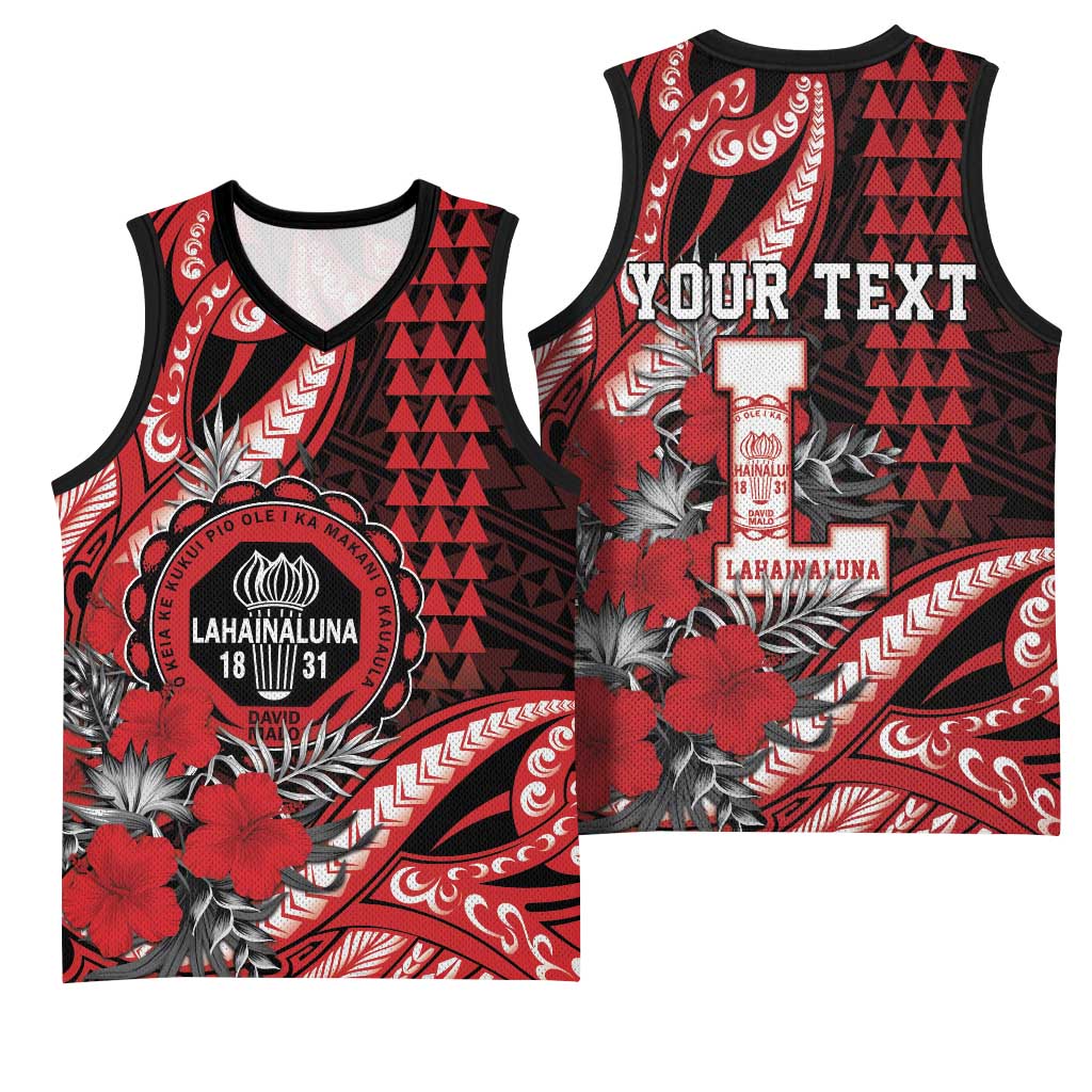 Personalized Hawaii Lahainaluna High School Basketball Jersey Tribal Tattoo With Hibiscus Flowers LT05 - Polynesian Pride