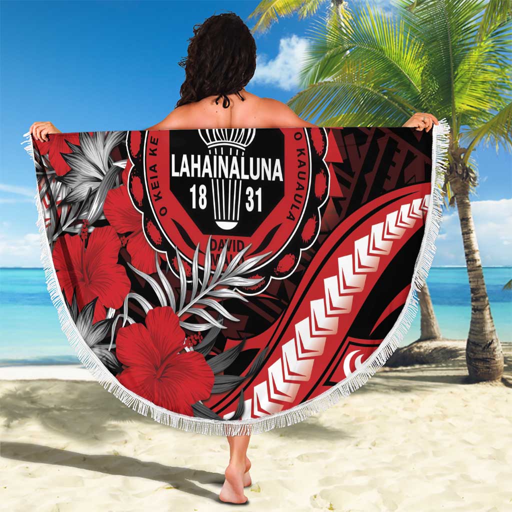 Hawaii Lahainaluna High School Beach Blanket Tribal Tattoo With Hibiscus Flowers LT05 - Polynesian Pride