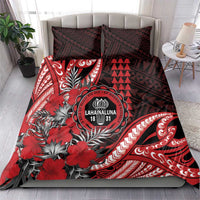 Hawaii Lahainaluna High School Bedding Set Tribal Tattoo With Hibiscus Flowers