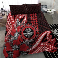 Hawaii Lahainaluna High School Bedding Set Tribal Tattoo With Hibiscus Flowers
