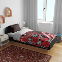 Hawaii Lahainaluna High School Bedding Set Tribal Tattoo With Hibiscus Flowers