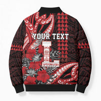 Personalized Hawaii Lahainaluna High School Bomber Puffer Jacket Tribal Tattoo With Hibiscus Flowers LT05 - Polynesian Pride