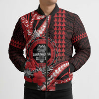 Personalized Hawaii Lahainaluna High School Bomber Puffer Jacket Tribal Tattoo With Hibiscus Flowers LT05 - Polynesian Pride