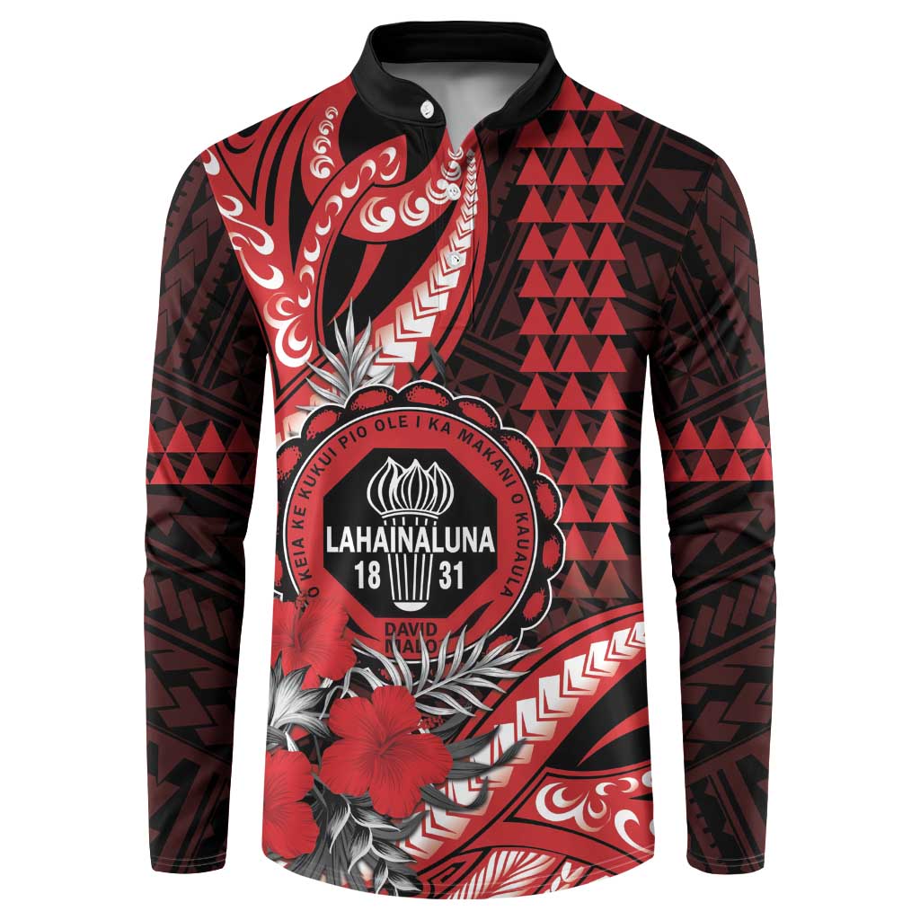 Personalized Hawaii Lahainaluna High School Button Sweatshirt Tribal Tattoo With Hibiscus Flowers