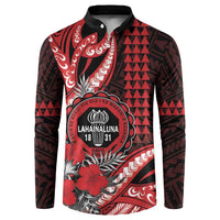 Personalized Hawaii Lahainaluna High School Button Sweatshirt Tribal Tattoo With Hibiscus Flowers