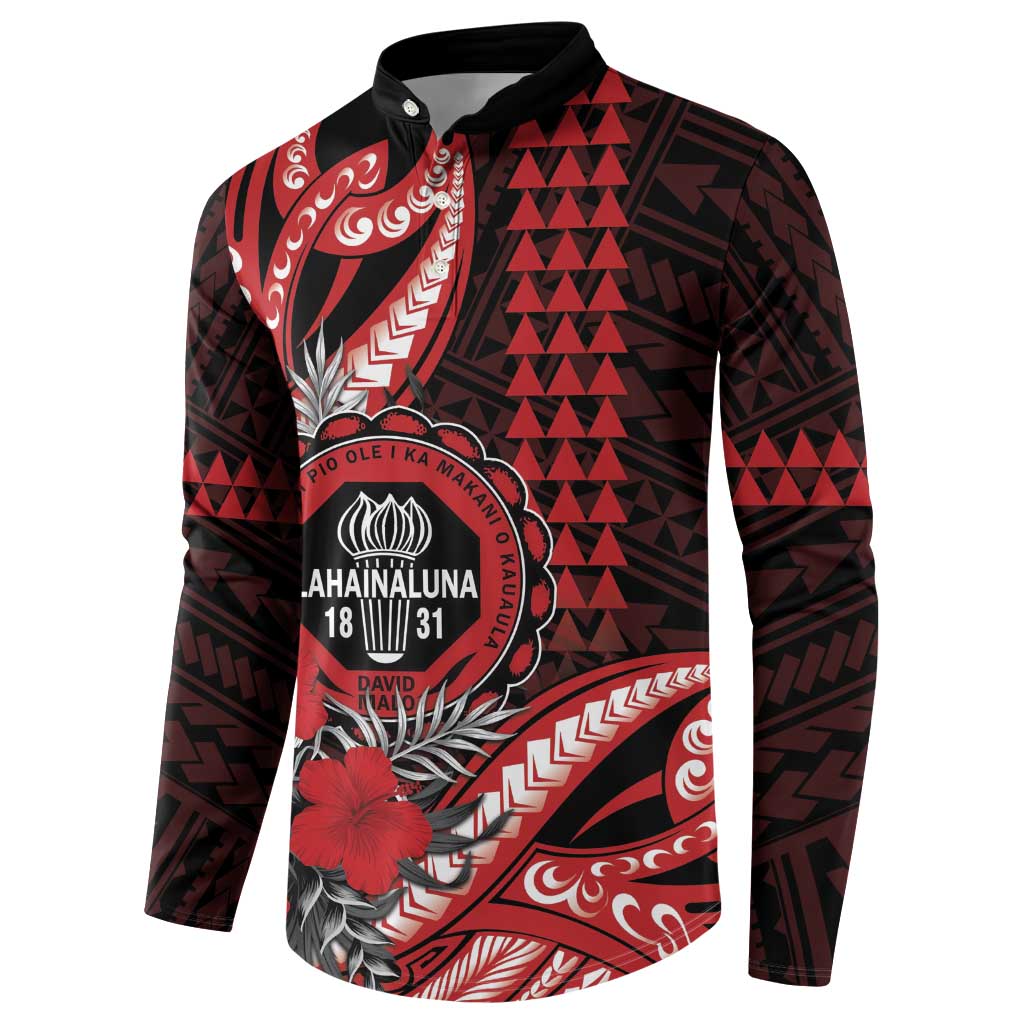 Personalized Hawaii Lahainaluna High School Button Sweatshirt Tribal Tattoo With Hibiscus Flowers