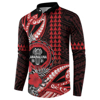 Personalized Hawaii Lahainaluna High School Button Sweatshirt Tribal Tattoo With Hibiscus Flowers