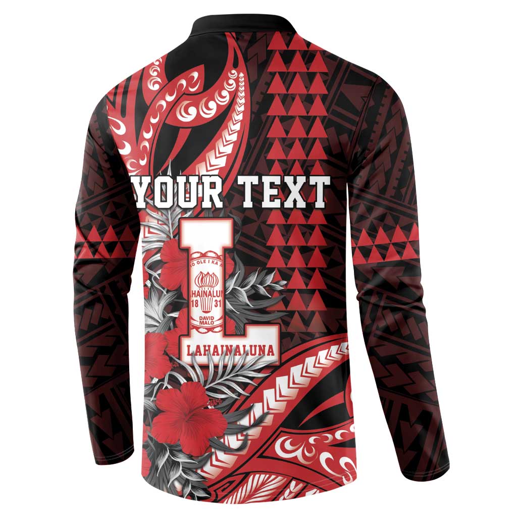 Personalized Hawaii Lahainaluna High School Button Sweatshirt Tribal Tattoo With Hibiscus Flowers