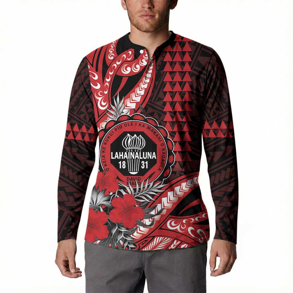 Personalized Hawaii Lahainaluna High School Button Sweatshirt Tribal Tattoo With Hibiscus Flowers
