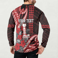 Personalized Hawaii Lahainaluna High School Button Sweatshirt Tribal Tattoo With Hibiscus Flowers