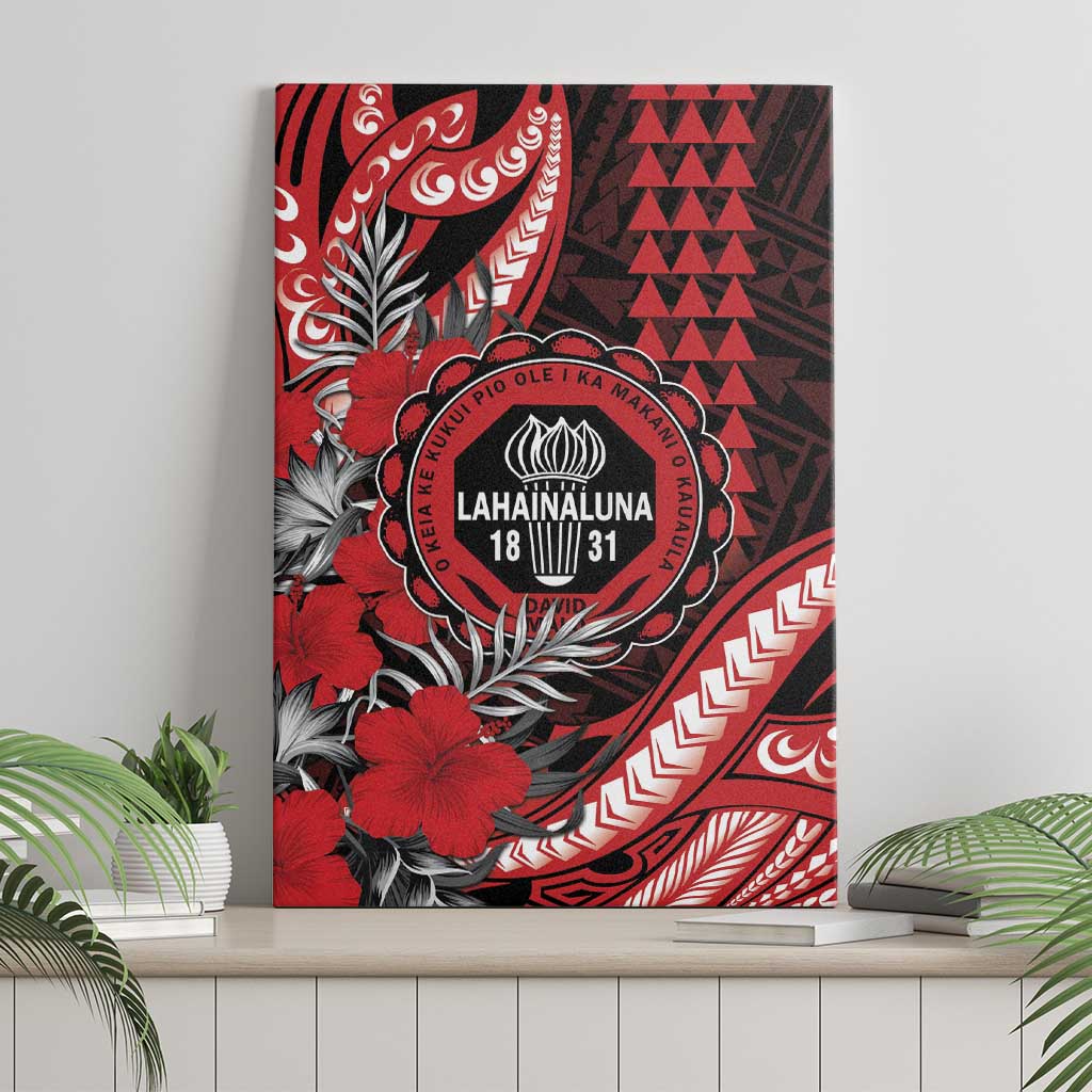 Hawaii Lahainaluna High School Canvas Wall Art Tribal Tattoo With Hibiscus Flowers LT05 - Polynesian Pride
