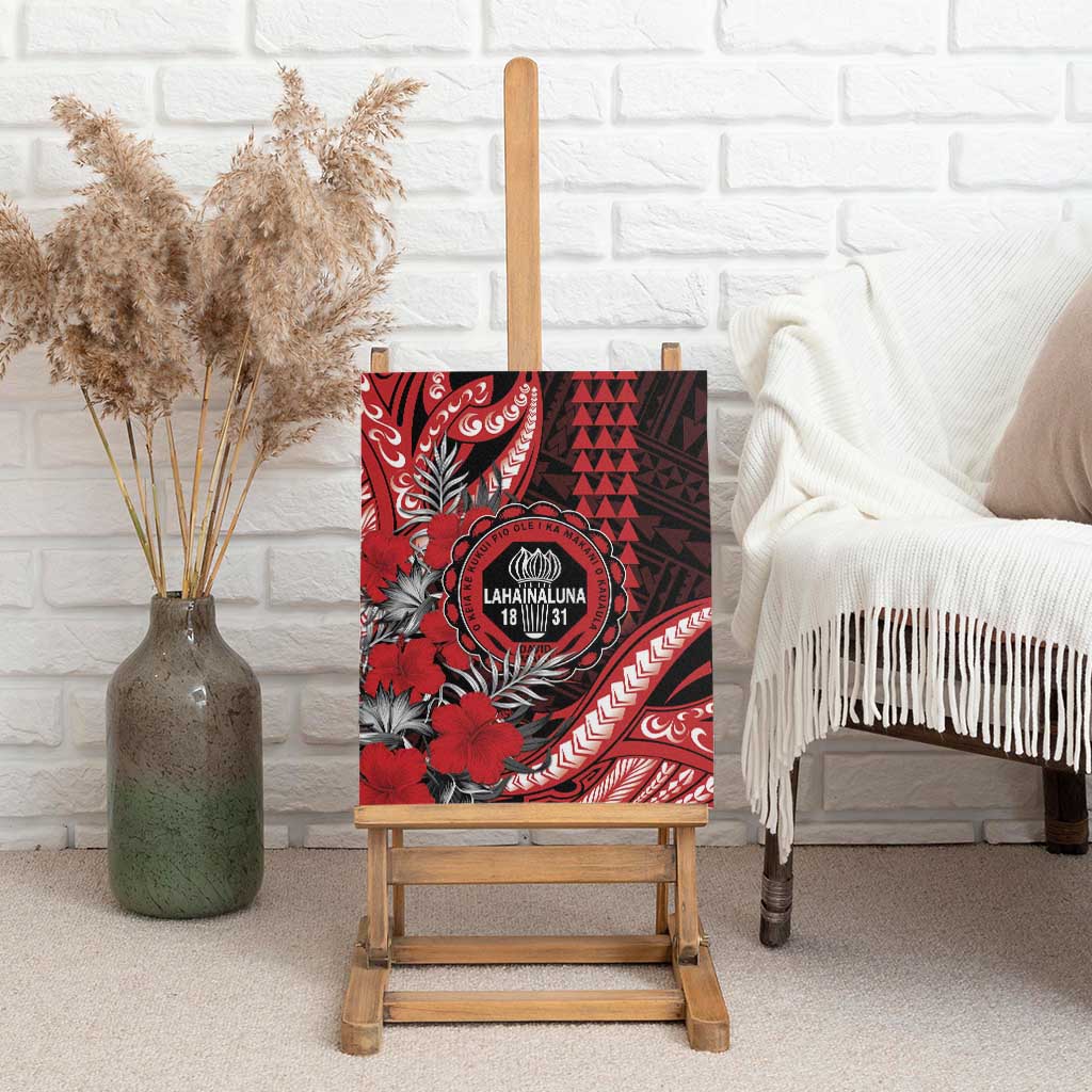 Hawaii Lahainaluna High School Canvas Wall Art Tribal Tattoo With Hibiscus Flowers LT05 - Polynesian Pride