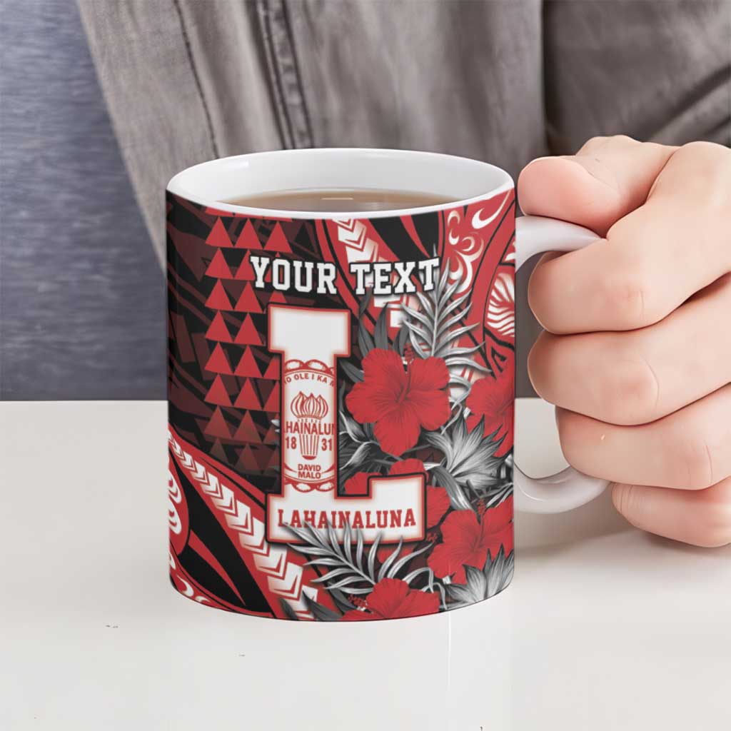 Personalized Hawaii Lahainaluna High School Ceramic Mug Tribal Tattoo With Hibiscus Flowers LT05 - Polynesian Pride