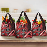 Hawaii Lahainaluna High School Grocery Bag Tribal Tattoo With Hibiscus Flowers LT05 3-pack One Size Red - Polynesian Pride