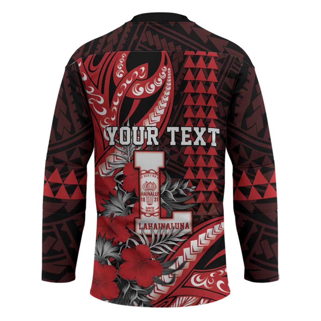 Personalized Hawaii Lahainaluna High School Hockey Jersey Tribal Tattoo With Hibiscus Flowers LT05 - Polynesian Pride
