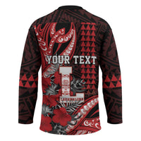 Personalized Hawaii Lahainaluna High School Hockey Jersey Tribal Tattoo With Hibiscus Flowers LT05 - Polynesian Pride