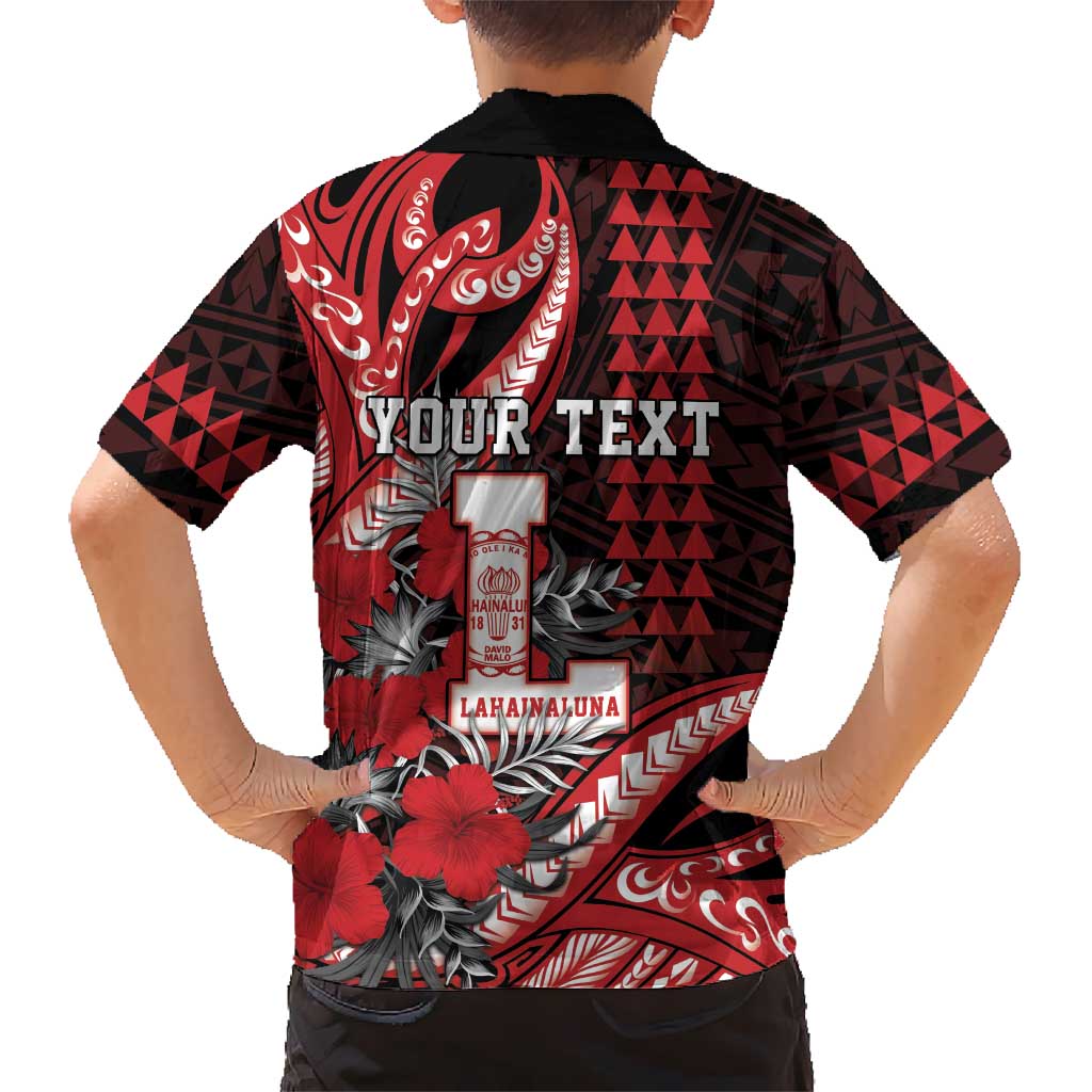 Personalized Hawaii Lahainaluna High School Kid Hawaiian Shirt Tribal Tattoo With Hibiscus Flowers LT05 - Polynesian Pride