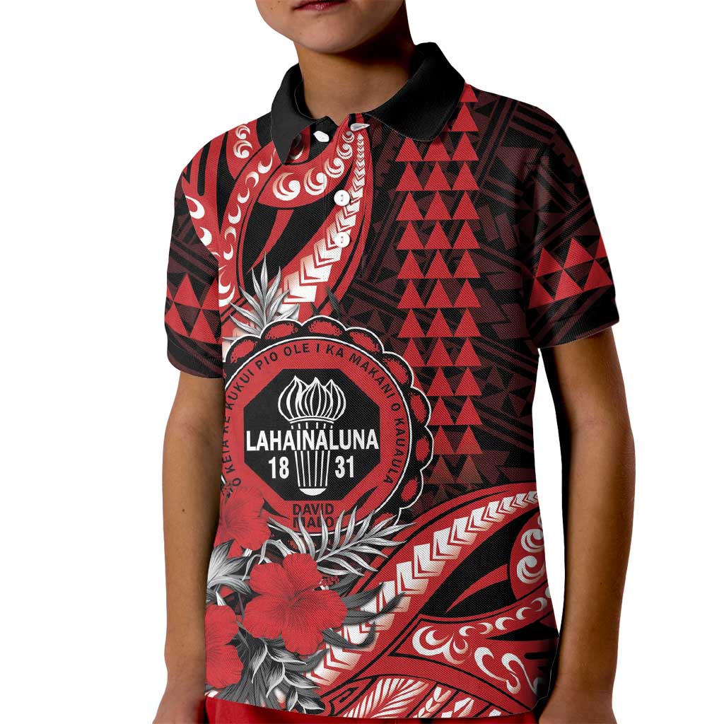 Personalized Hawaii Lahainaluna High School Kid Polo Shirt Tribal Tattoo With Hibiscus Flowers