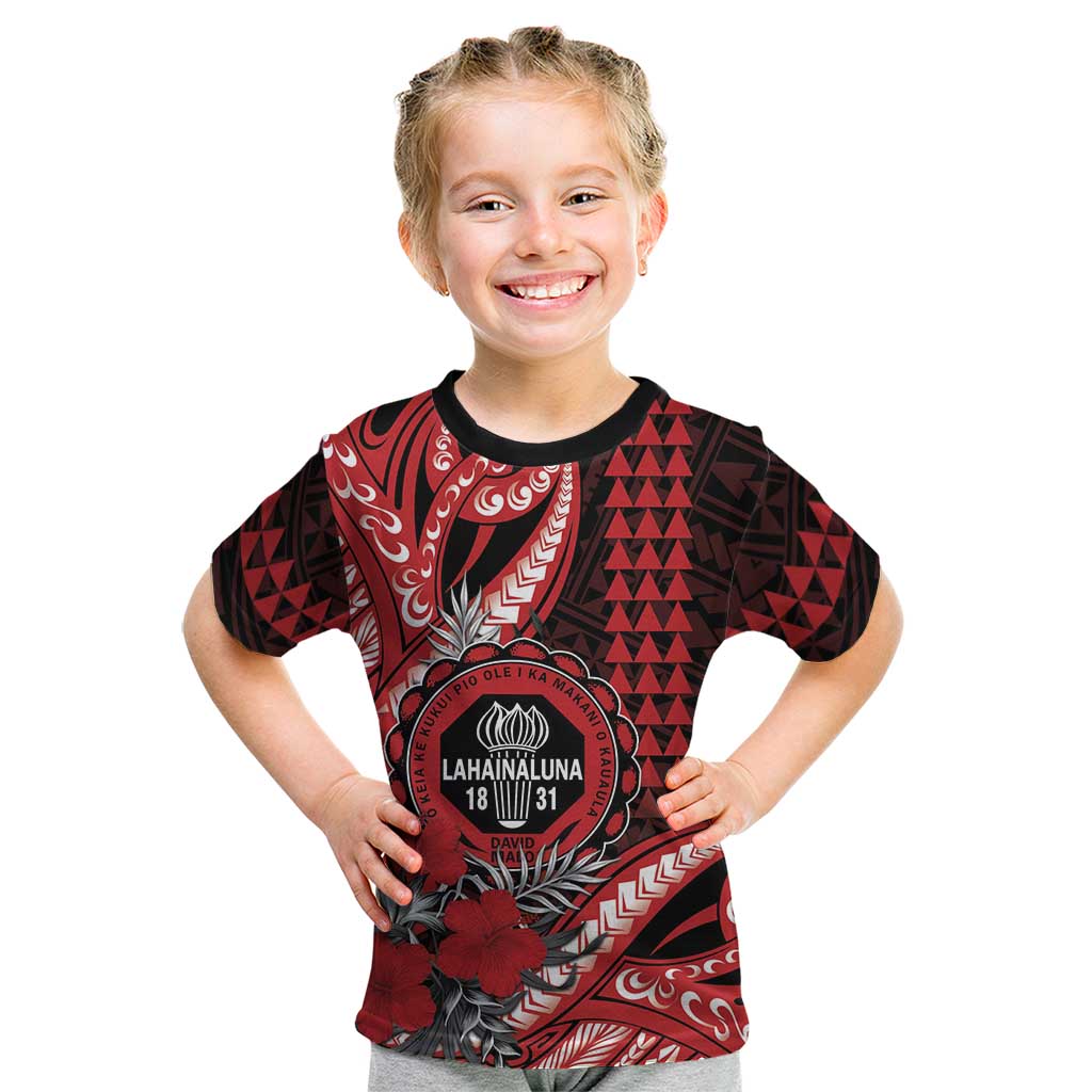 Personalized Hawaii Lahainaluna High School Kid T Shirt Tribal Tattoo With Hibiscus Flowers