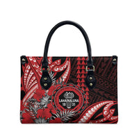 Hawaii Lahainaluna High School Leather Bag Tribal Tattoo With Hibiscus Flowers LT05 - Polynesian Pride