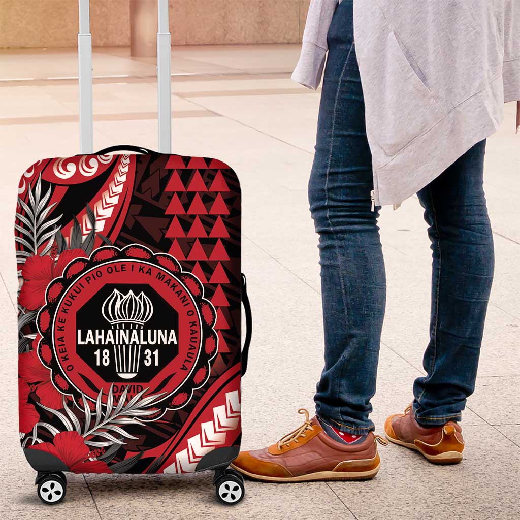 Hawaii Lahainaluna High School Luggage Cover Tribal Tattoo With Hibiscus Flowers