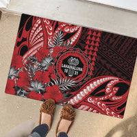 Hawaii Lahainaluna High School Rubber Doormat Tribal Tattoo With Hibiscus Flowers LT05 - Polynesian Pride