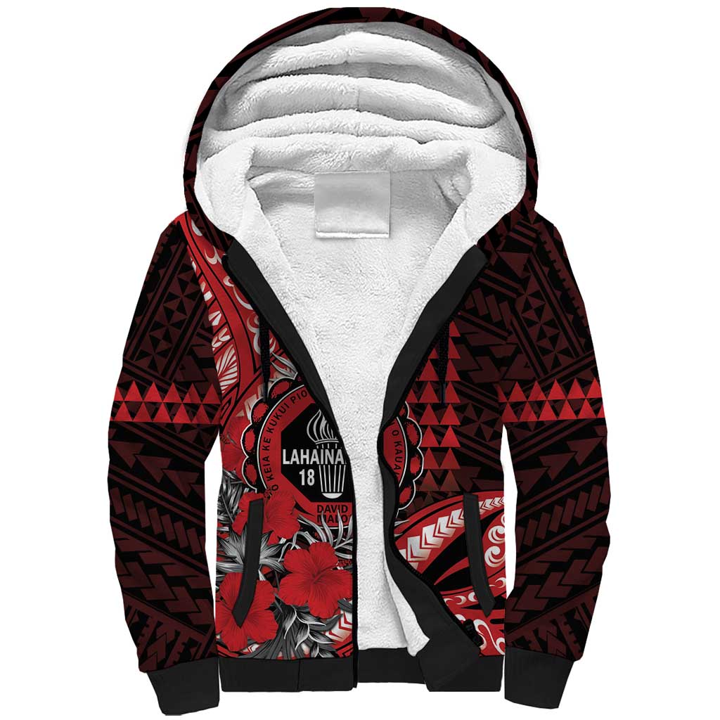 Personalized Hawaii Lahainaluna High School Sherpa Hoodie Tribal Tattoo With Hibiscus Flowers