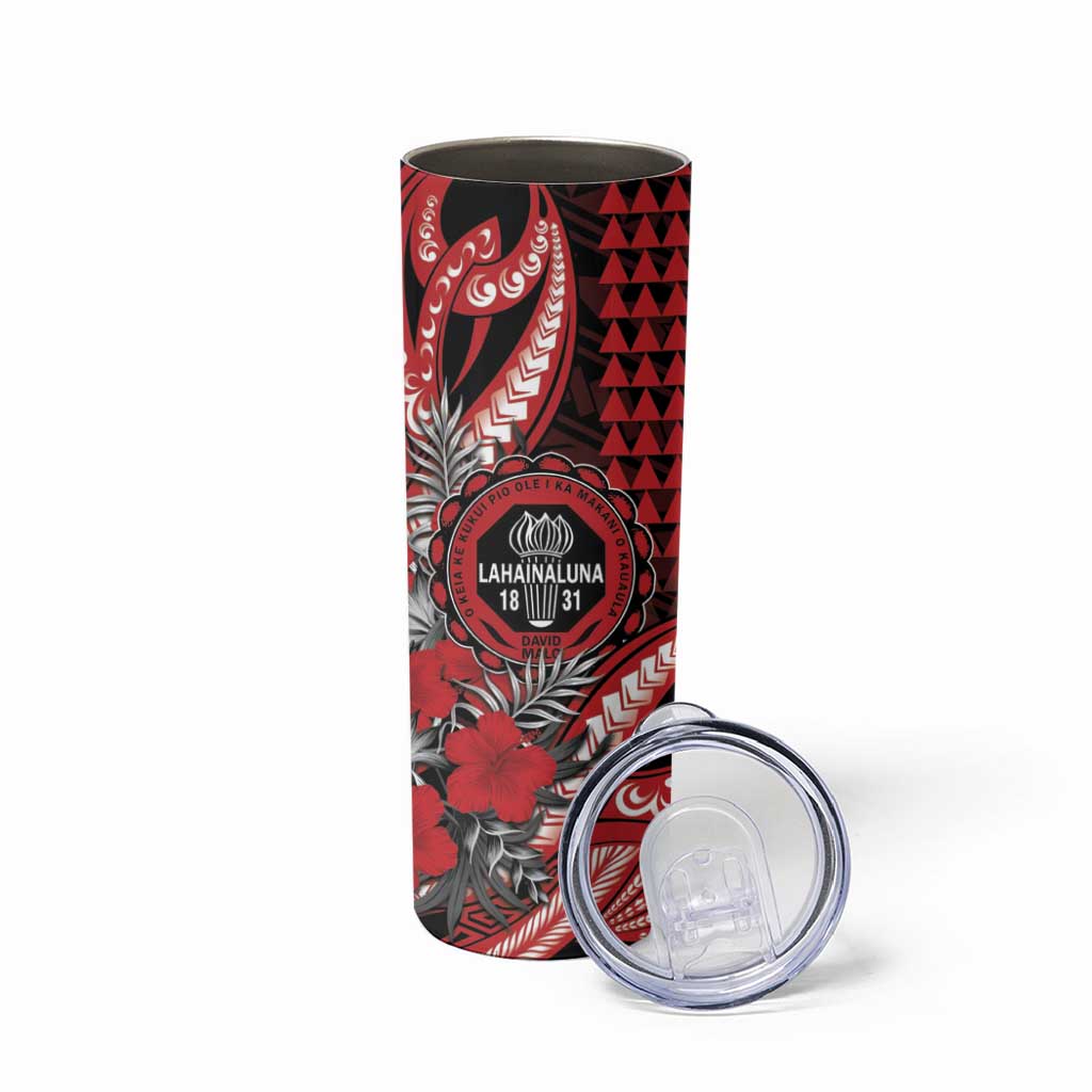 Personalized Hawaii Lahainaluna High School Skinny Tumbler Tribal Tattoo With Hibiscus Flowers LT05 - Polynesian Pride