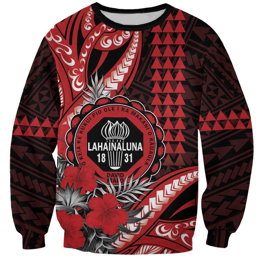 Personalized Hawaii Lahainaluna High School Sweatshirt Tribal Tattoo With Hibiscus Flowers