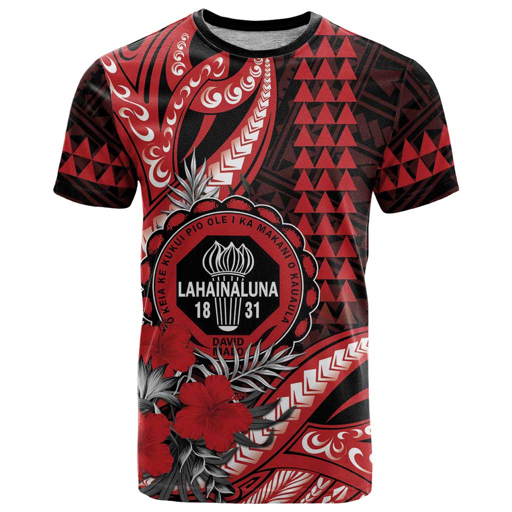 Personalized Hawaii Lahainaluna High School T Shirt Tribal Tattoo With Hibiscus Flowers