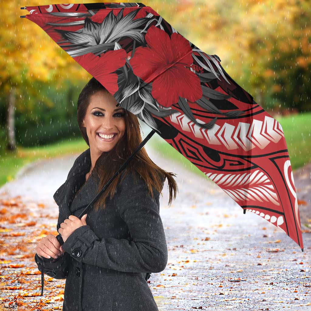 Hawaii Lahainaluna High School Umbrella Tribal Tattoo With Hibiscus Flowers LT05 - Polynesian Pride