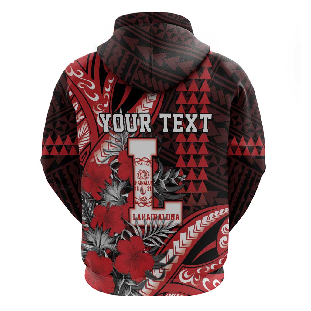 Personalized Hawaii Lahainaluna High School Zip Hoodie Tribal Tattoo With Hibiscus Flowers LT05 - Polynesian Pride