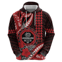 Personalized Hawaii Lahainaluna High School Zip Hoodie Tribal Tattoo With Hibiscus Flowers LT05 - Polynesian Pride